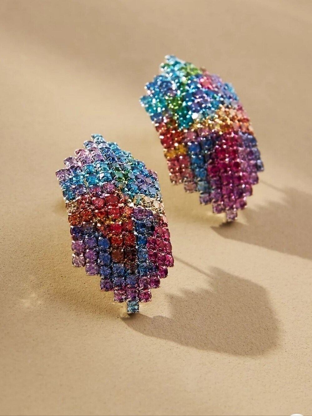 Anthropologie, Disco Crystal Post Earrings, Multicolor